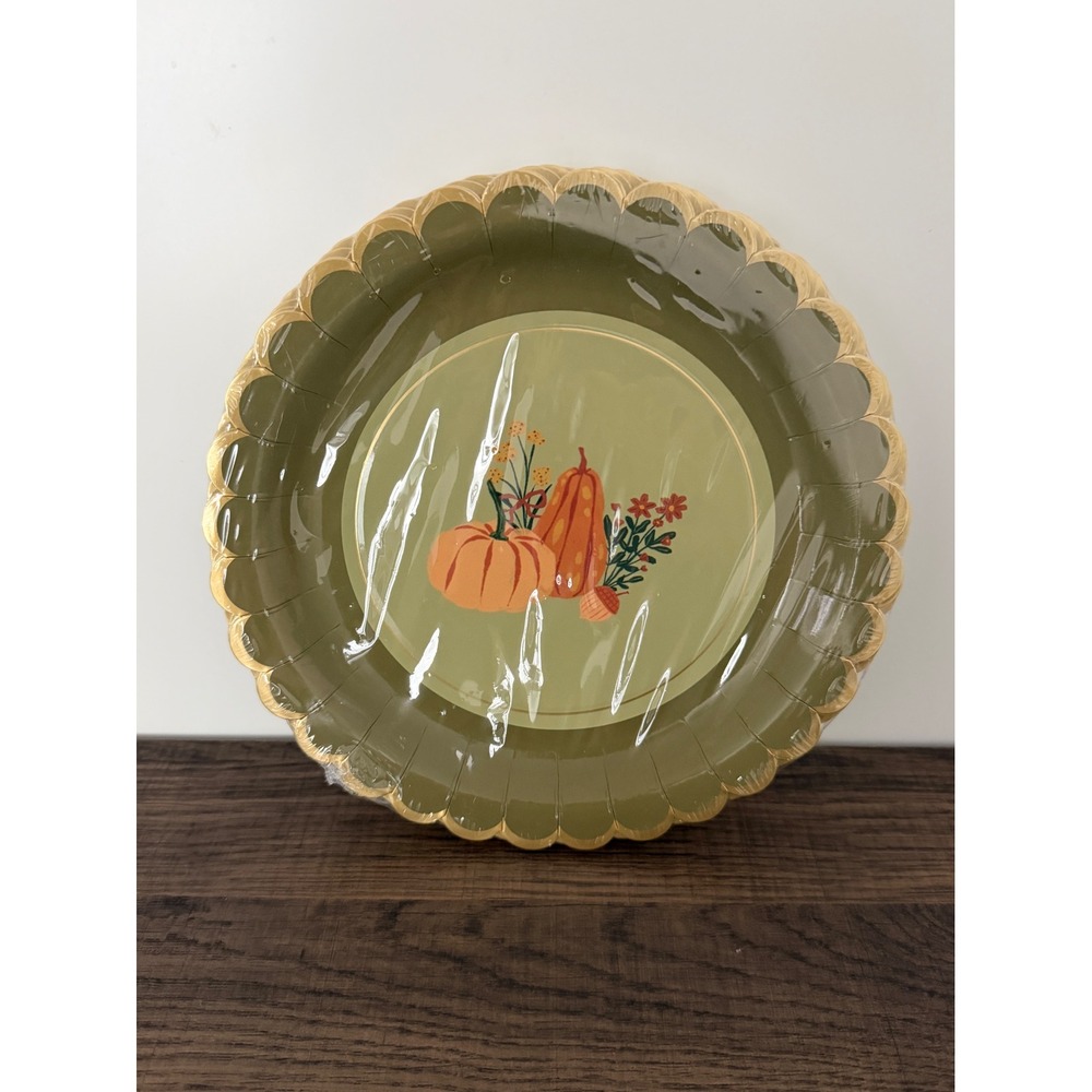 Lady Jayne Fall Pumpkin Paper Plates Thanksgiving Harvest Autumn 16 Ct New